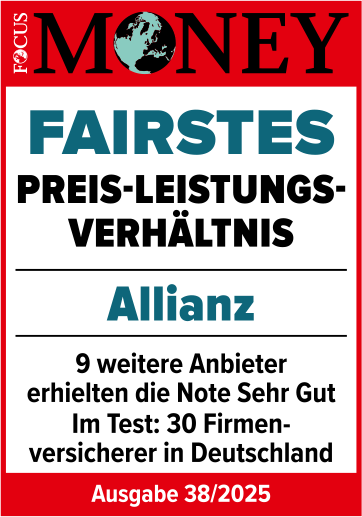 Focus Money Siegel: Fairstes Preis-Leistungs-Verhältnis Allianz, Ausgabe 38/2025